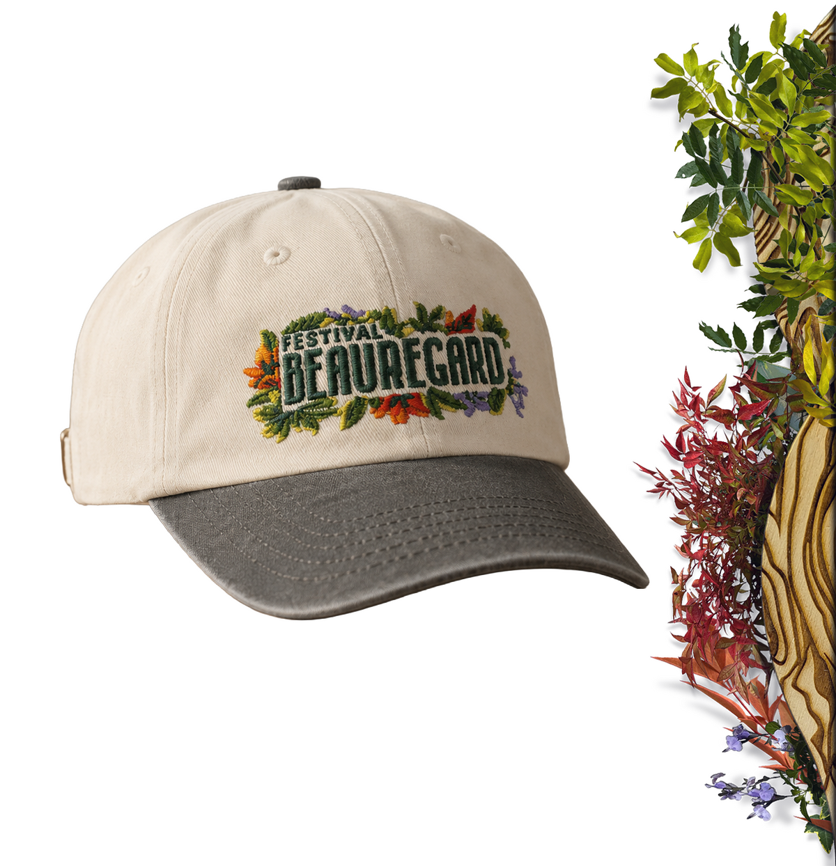 Casquette marron brodée